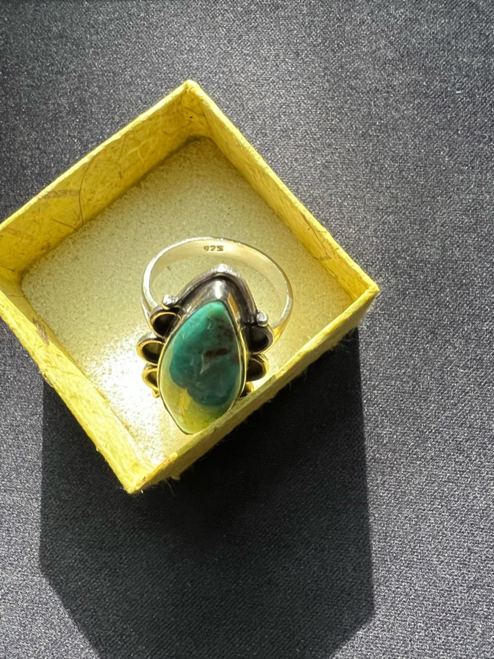 Southwest 925 Sterling silver turquoise ring size 9 - Picture 3 of 4